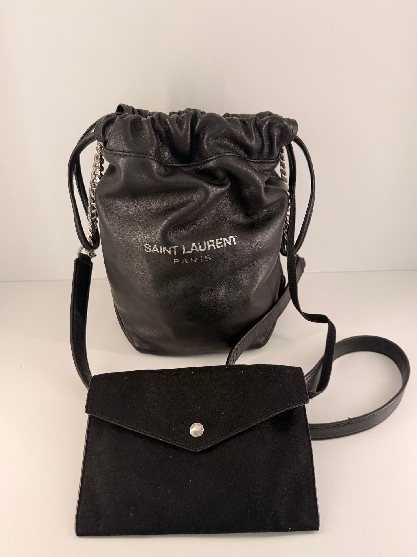 Authentic YSL small Teddy Bucket w/ Silver Hardware