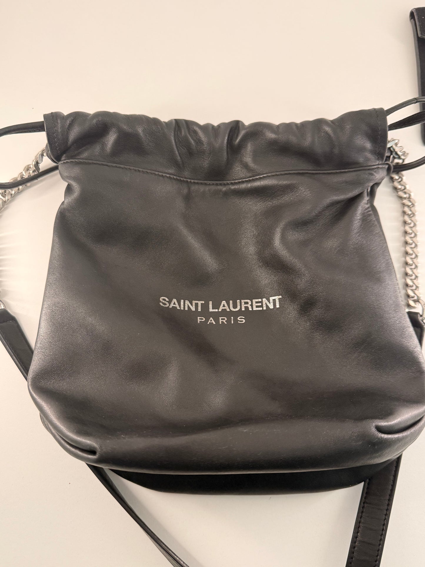Authentic YSL small Teddy Bucket w/ Silver Hardware