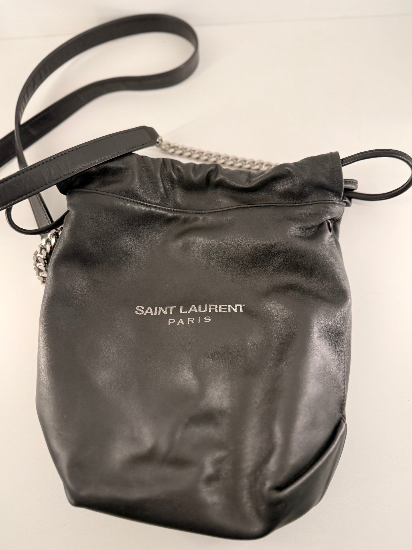 Authentic YSL small Teddy Bucket w/ Silver Hardware