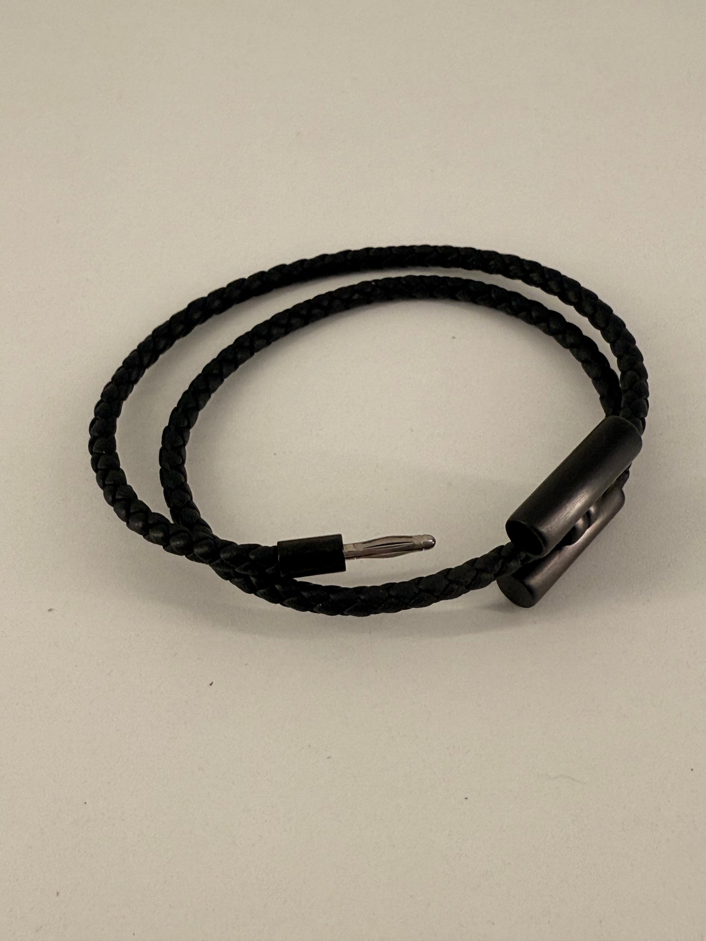 Hermes Black Tournis Tresse Bracelet