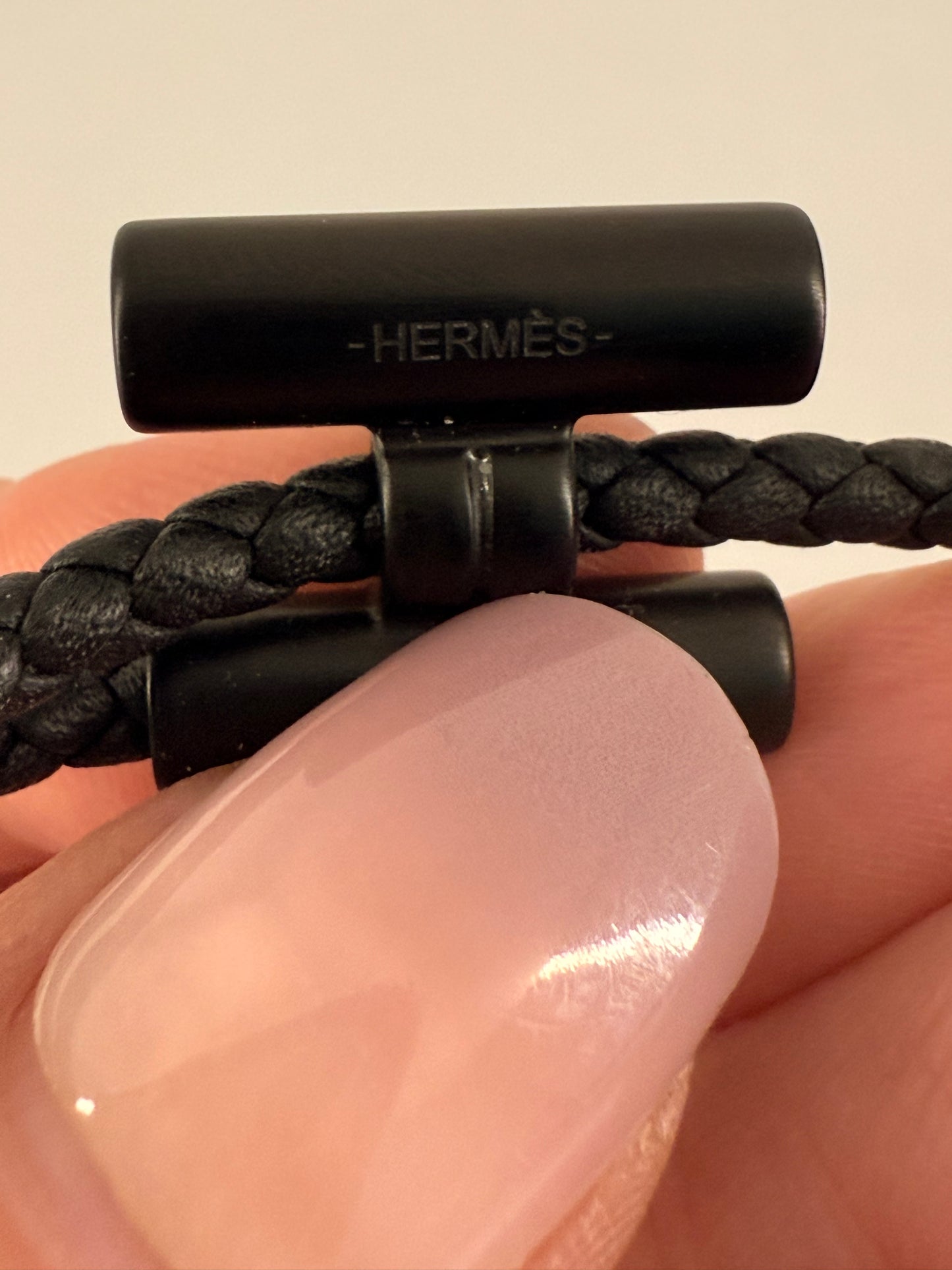 Hermes Black Tournis Tresse Bracelet