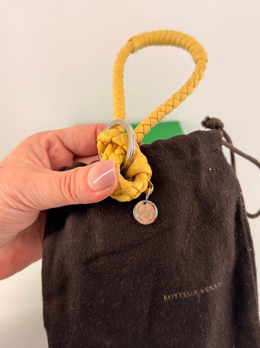 Authentic Bottega Veneta Yellow Leather Key Chain