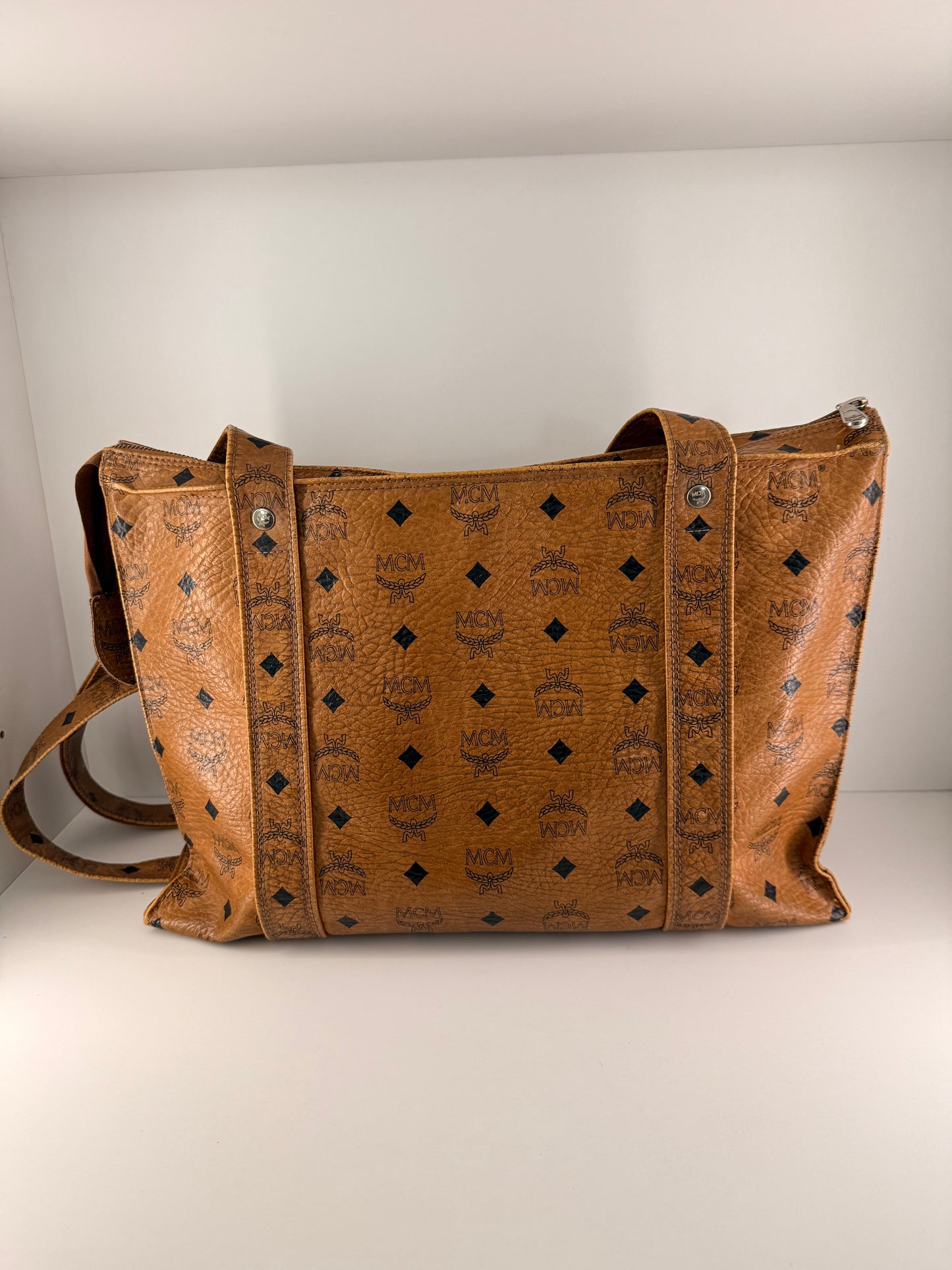 Authentic MCM “Munchen” Cognac Monogram Tote