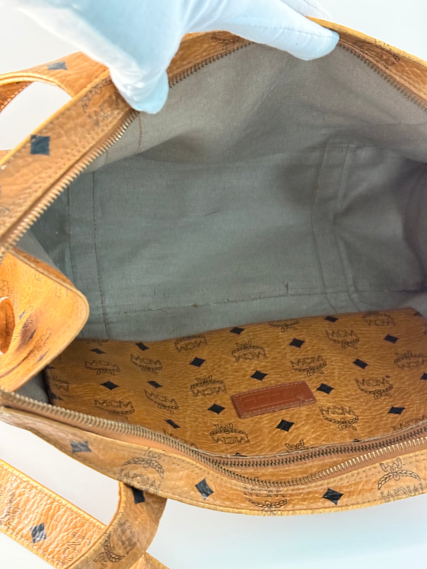 Authentic MCM “Munchen” Cognac Monogram Tote