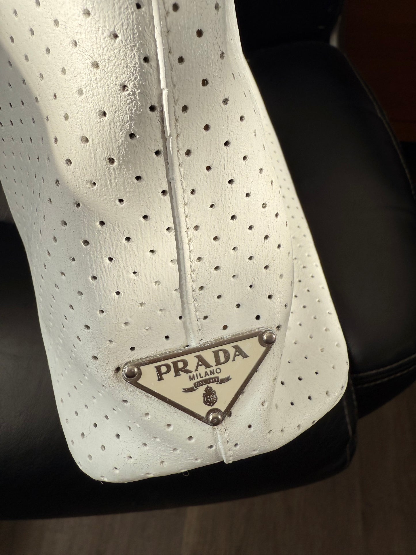 Stunning White Perforated Leather Prada Tote