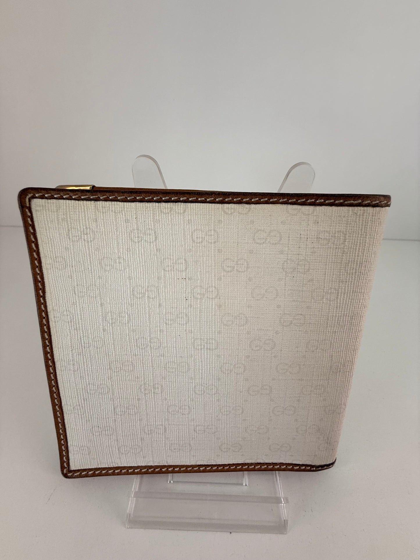 Vintage Gucci micro GG White/Tan Bifold Leather Wallet