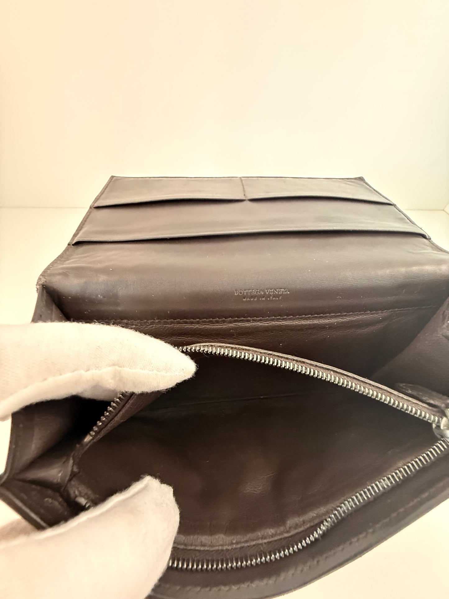 Bottega Veneta Dark Brown Intrecciato Long Leather Wallet