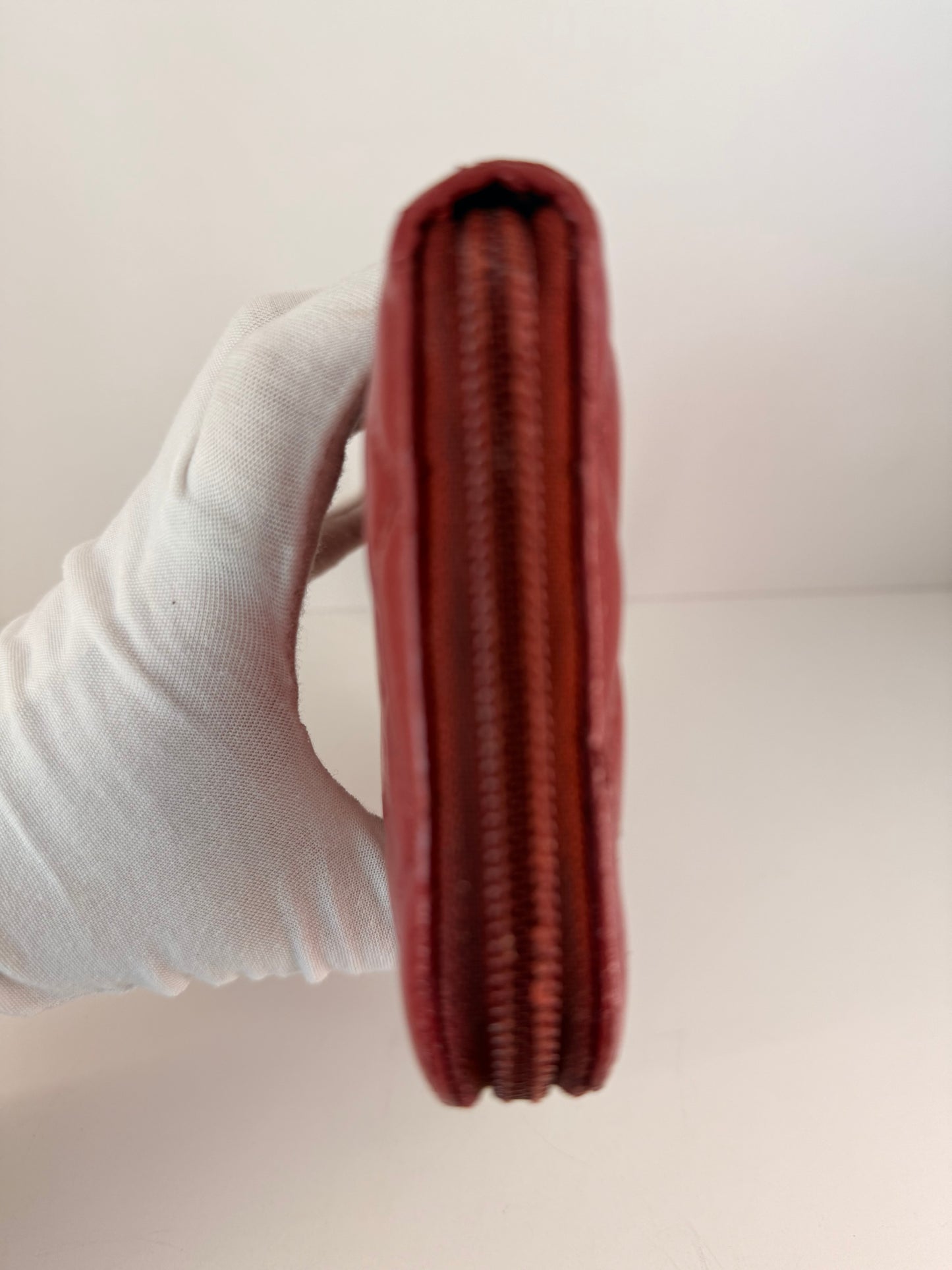 Chanel Cambon Long Red Zip Wallet