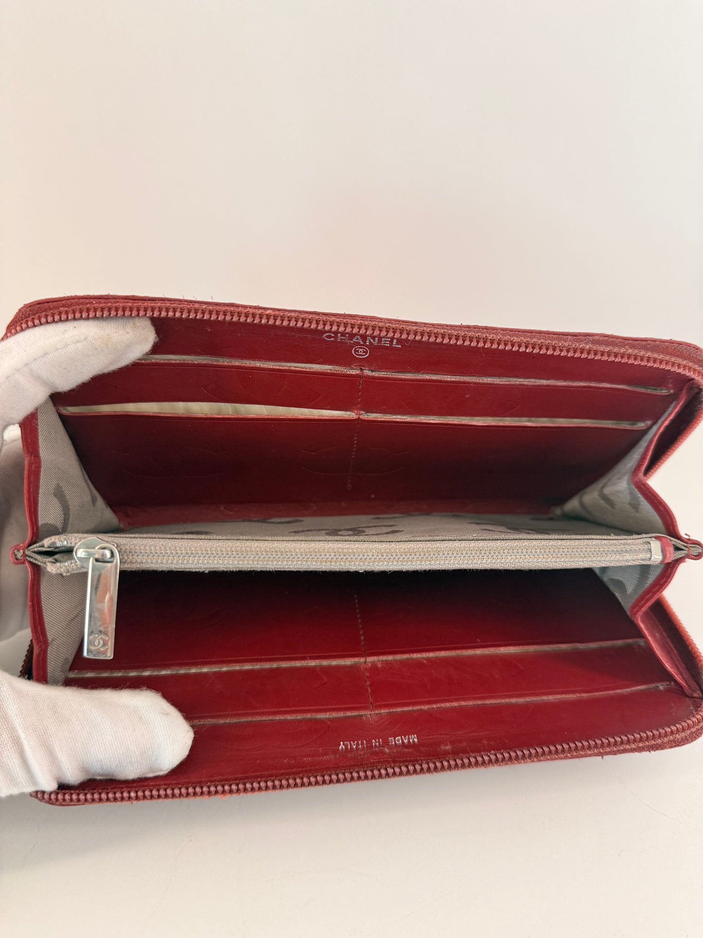 Chanel Cambon Long Red Zip Wallet