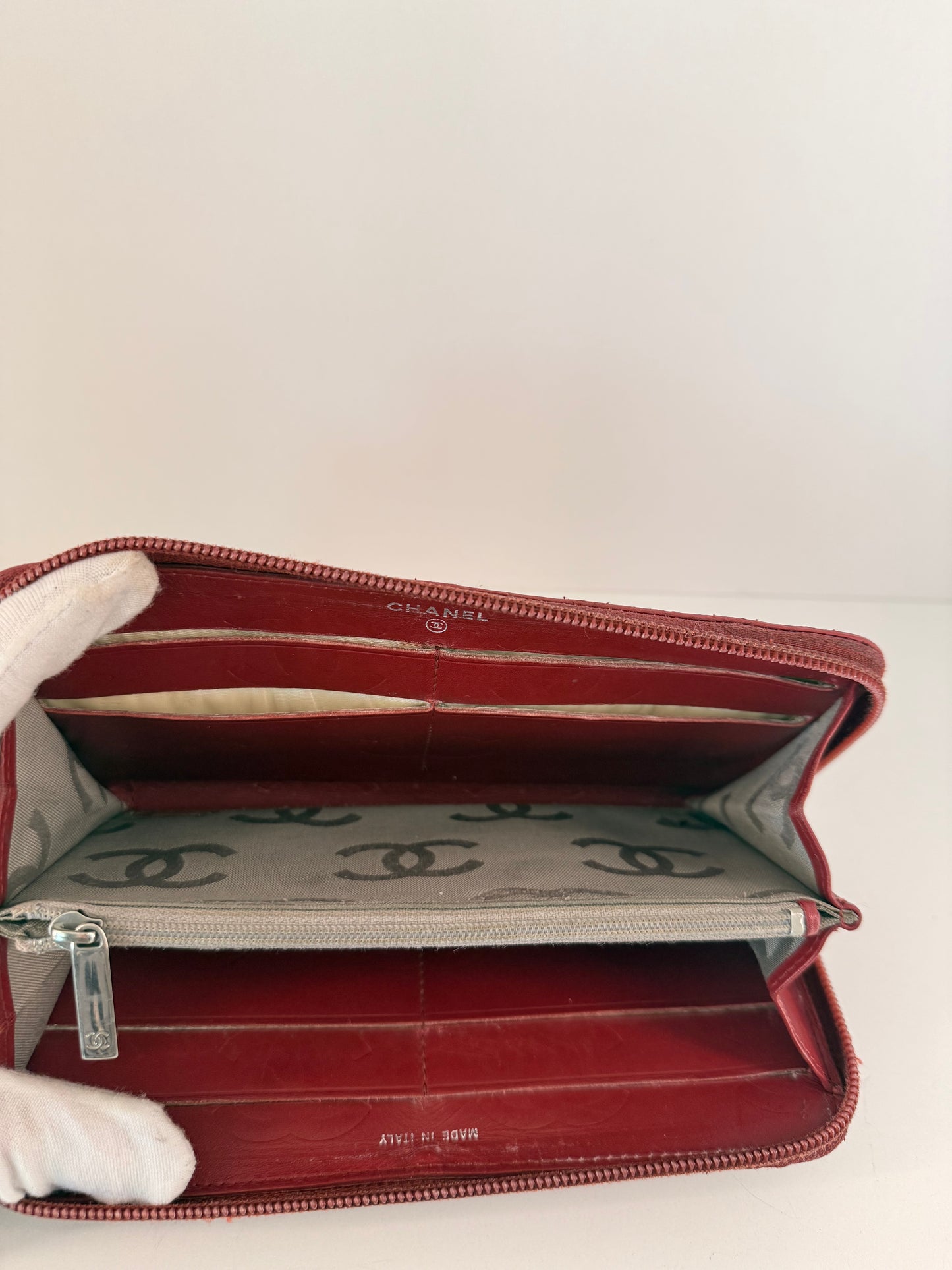 Chanel Cambon Long Red Zip Wallet