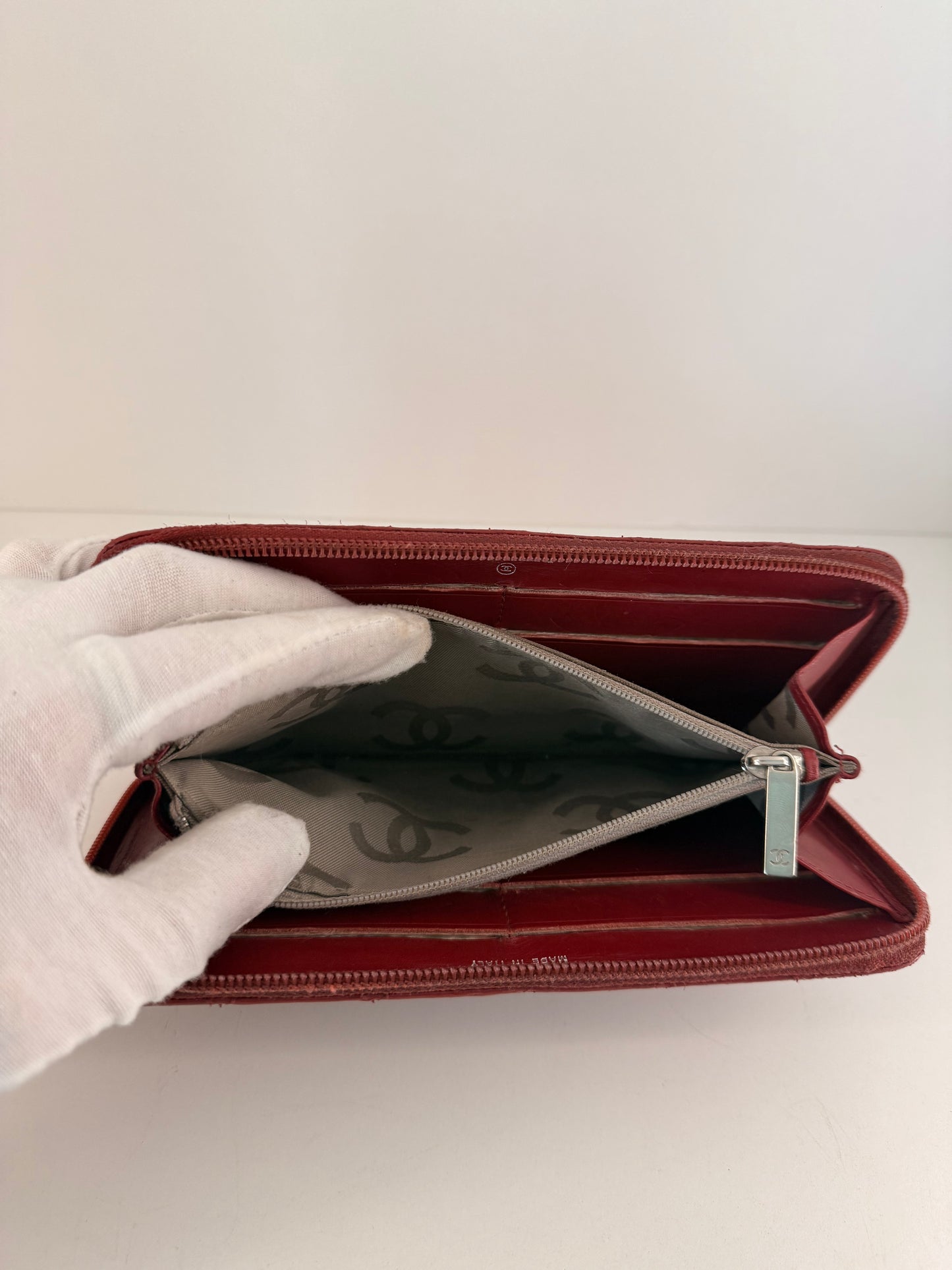 Chanel Cambon Long Red Zip Wallet