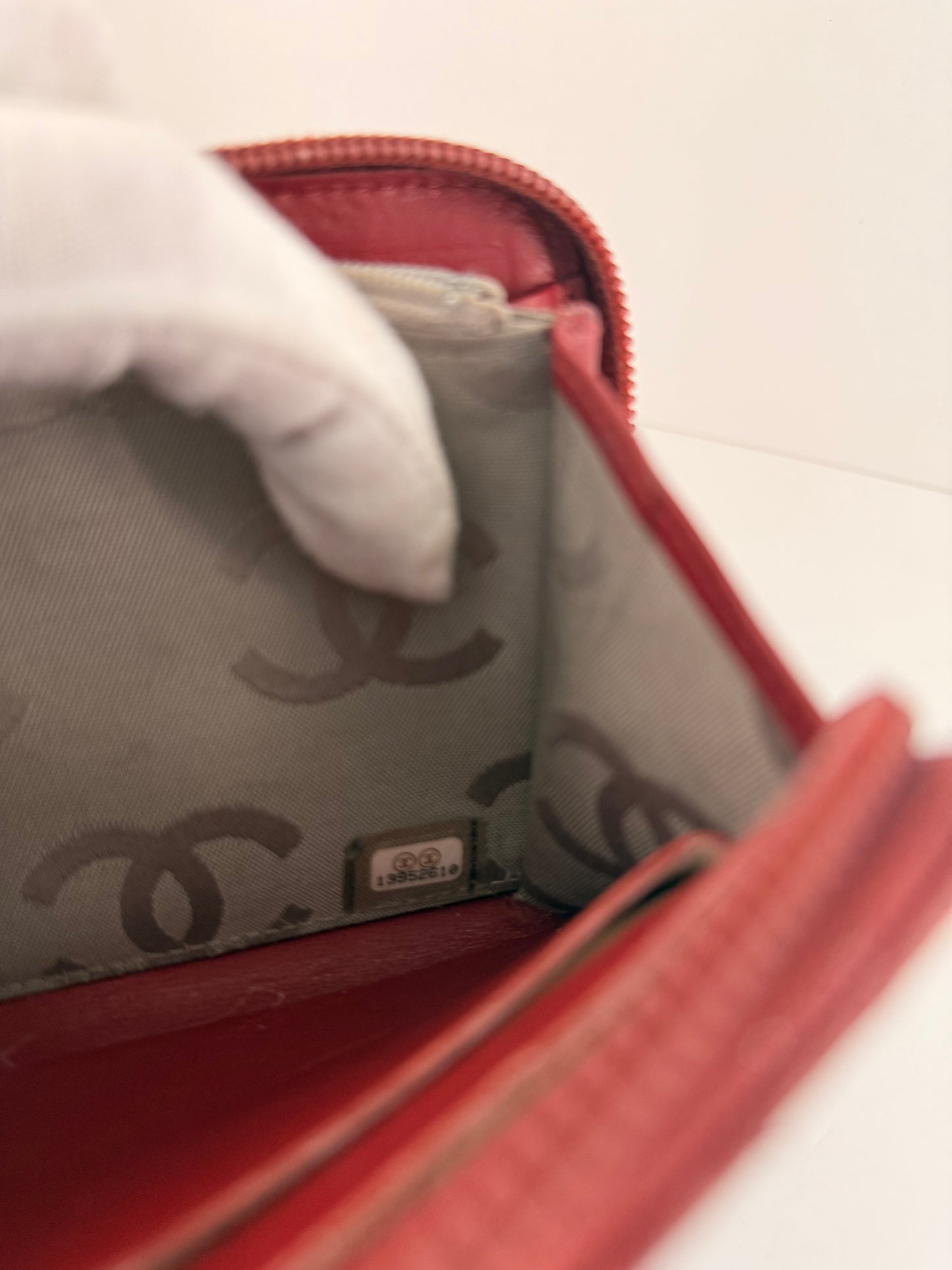 Chanel Cambon Long Red Zip Wallet