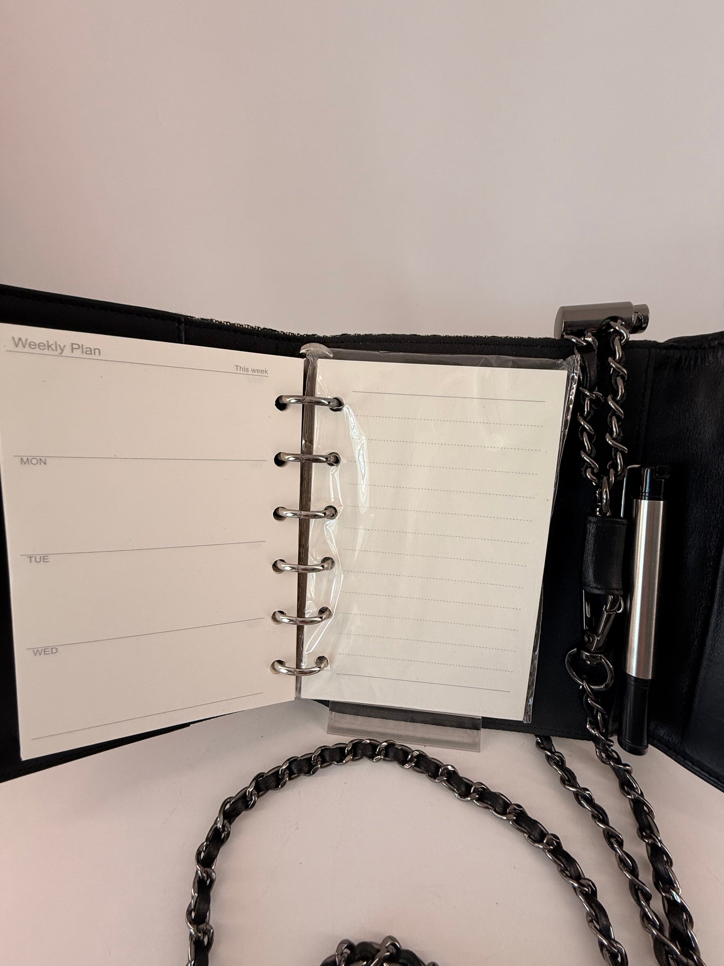 Authentic Dior passport/agenda w/ unbranded crossbody chain