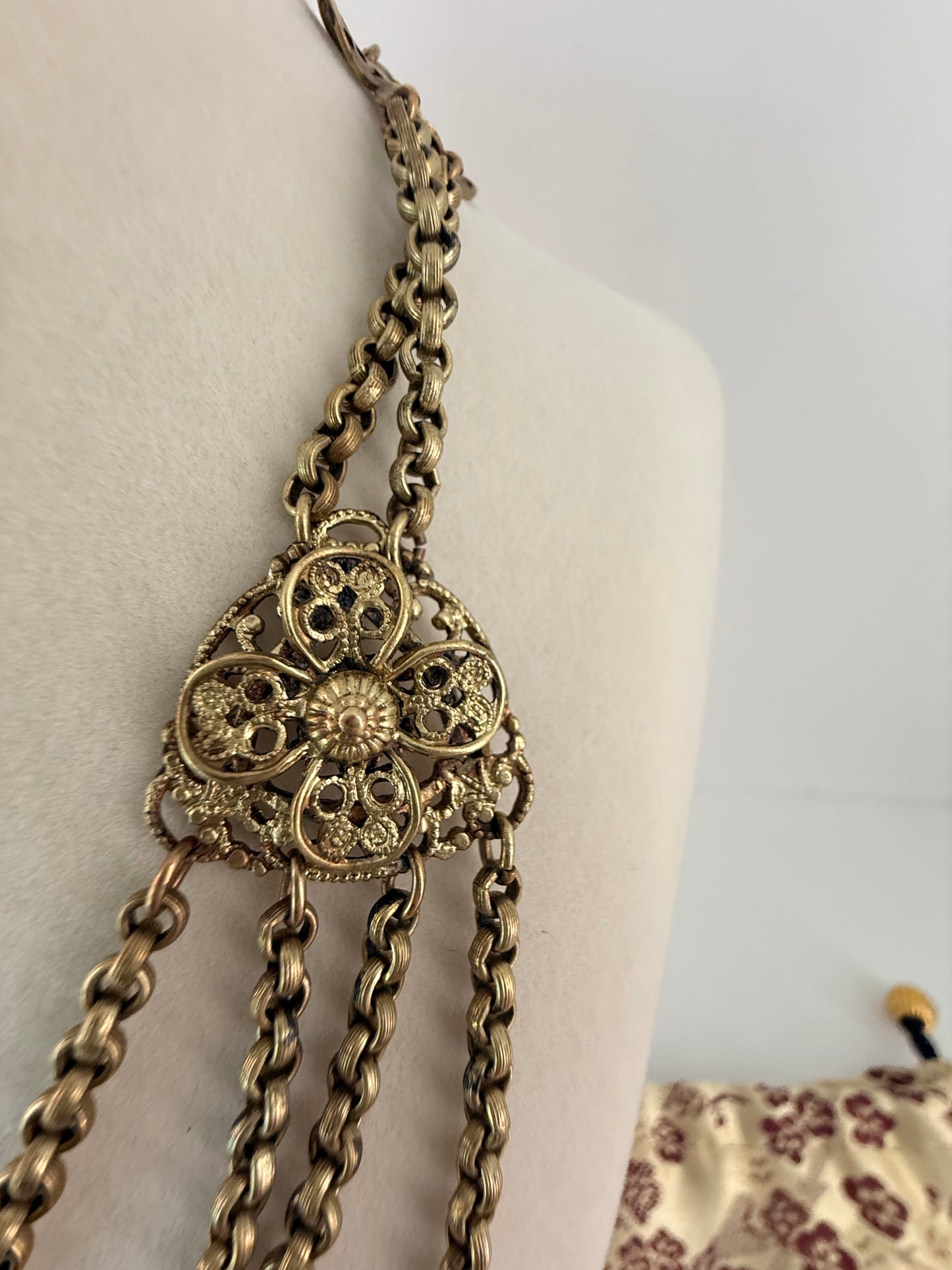 Miriam Haskell Brass Festoon Necklace (circa 1920s)