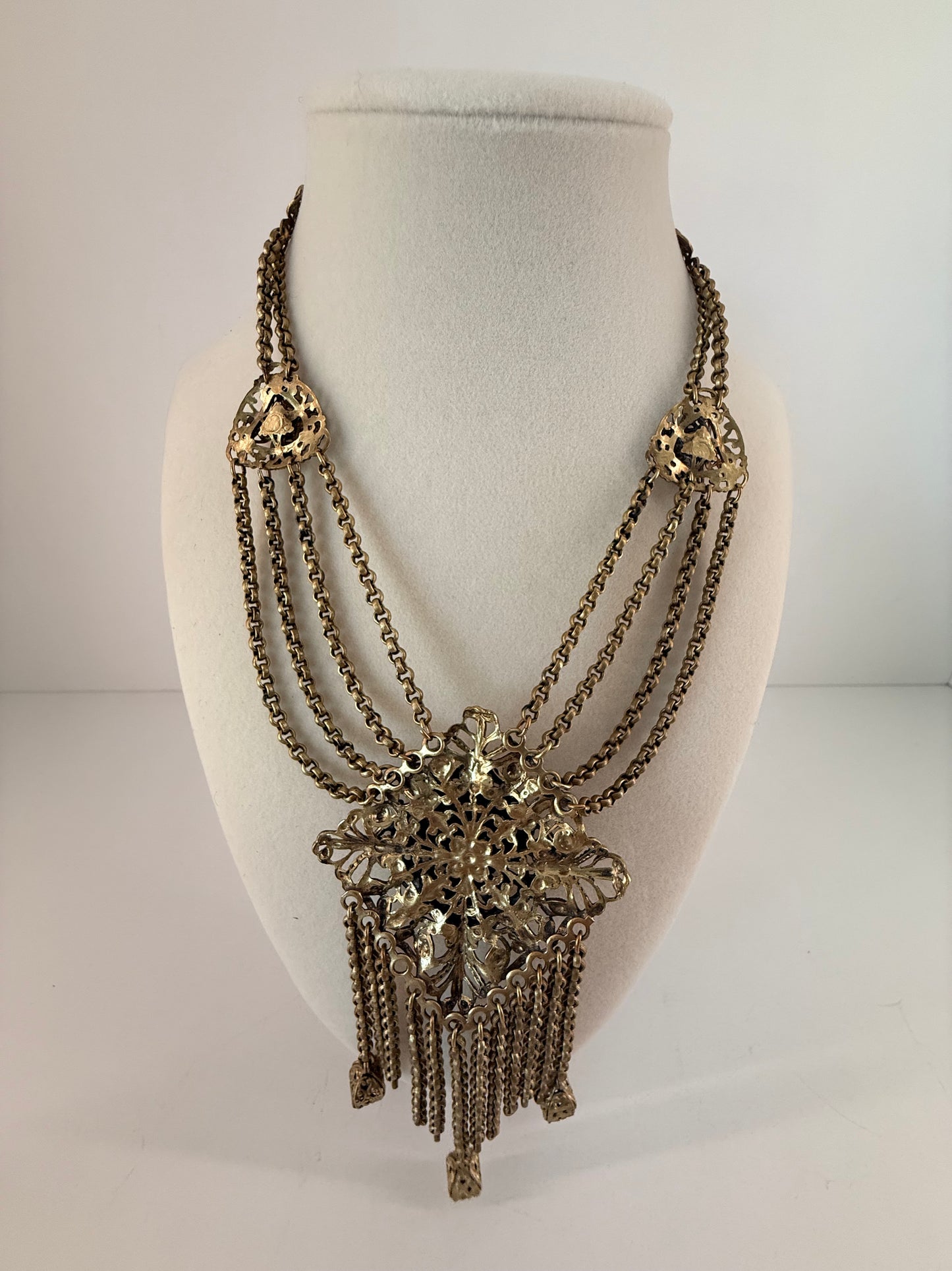 Miriam Haskell Brass Festoon Necklace (circa 1920s)