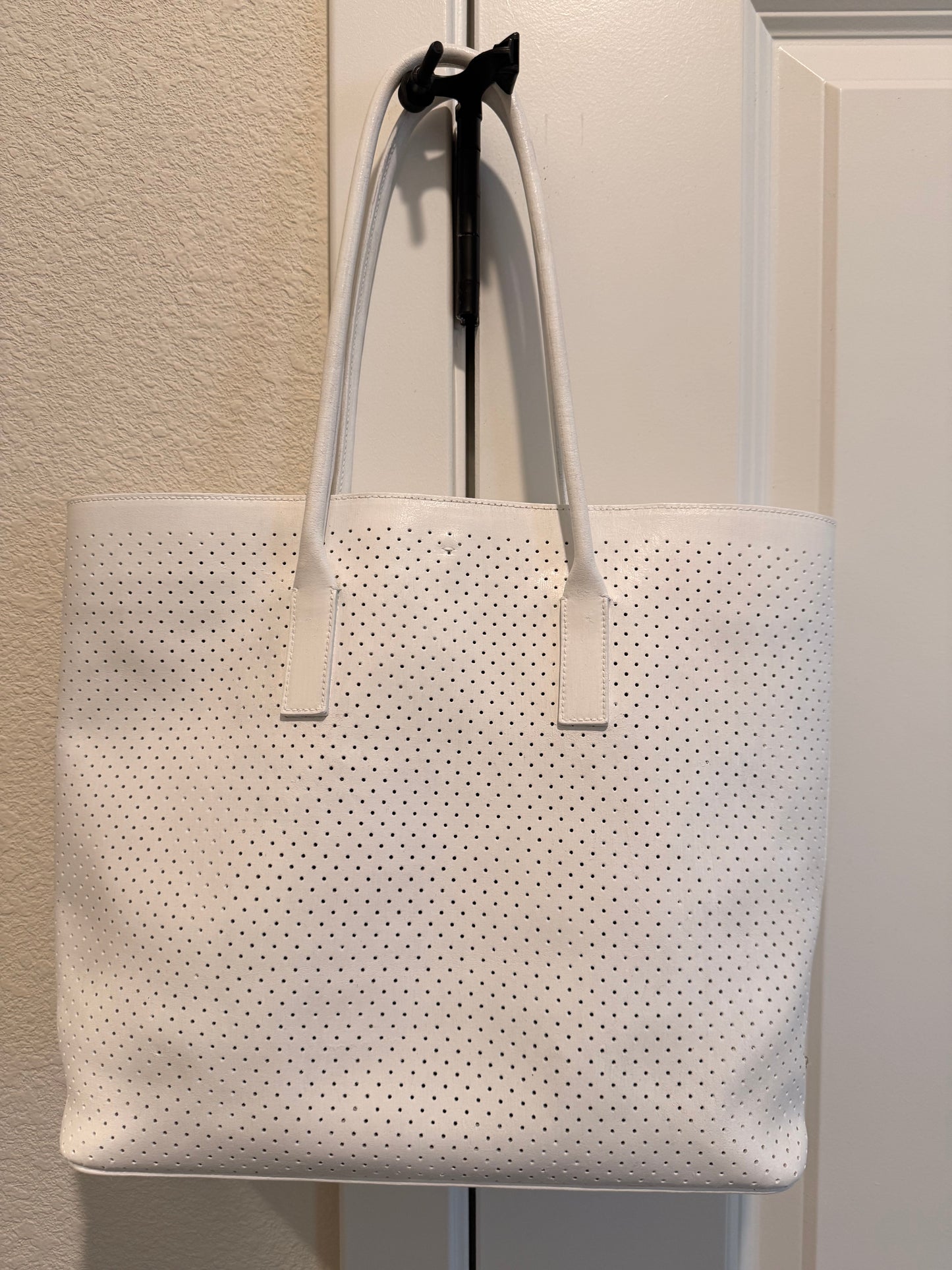 Stunning White Perforated Leather Prada Tote