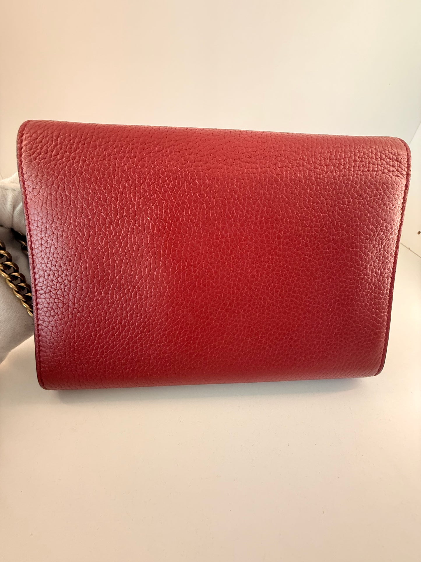 Authentic Gorgeous Red Gucci Marmont Wallet On Chain