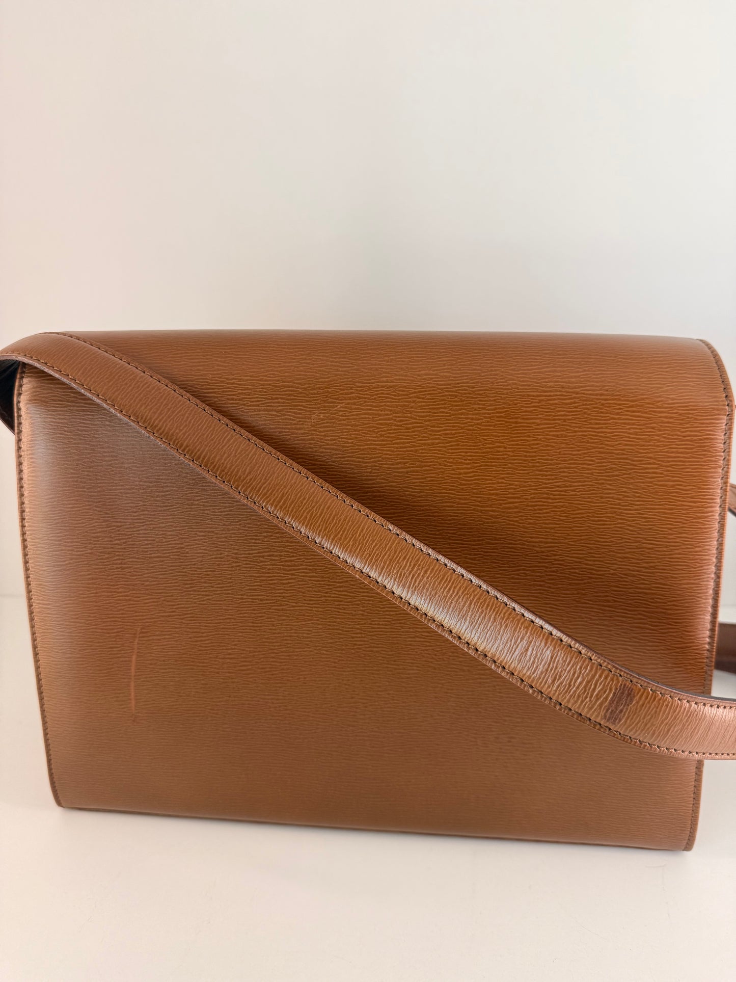 Authentic Christian Dior Brown Leather Crossbody/Shoulder Bag
