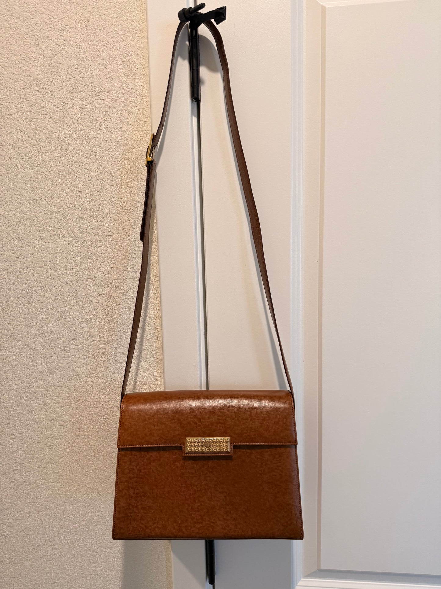 Authentic Christian Dior Brown Leather Crossbody/Shoulder Bag
