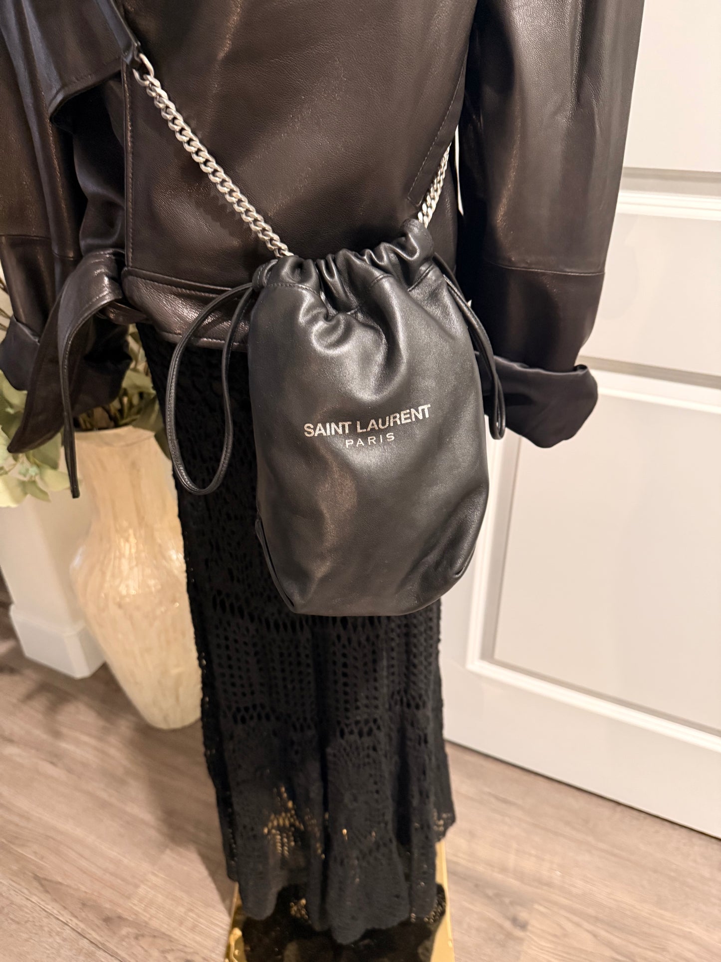 Authentic YSL small Teddy Bucket w/ Silver Hardware