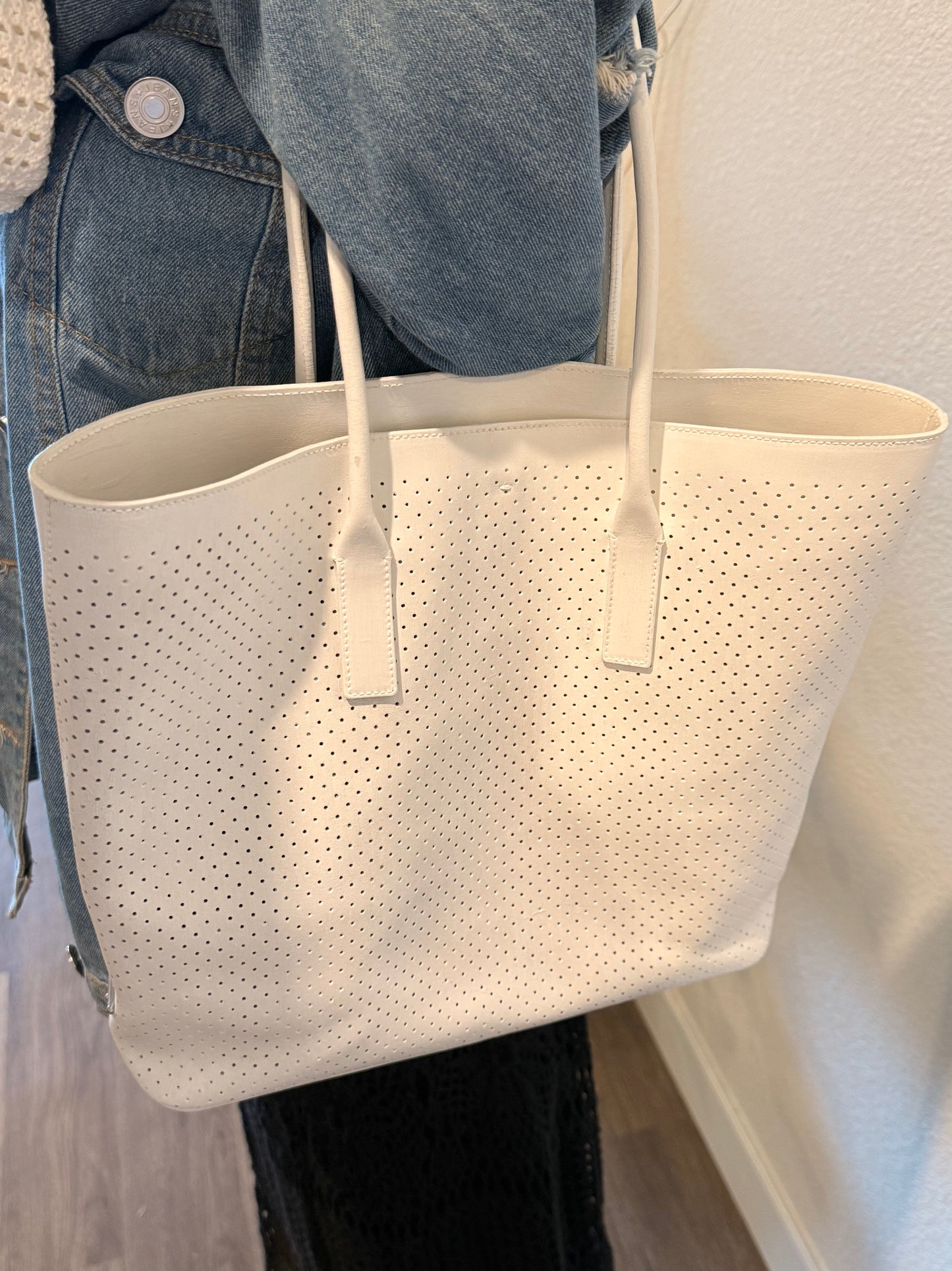 Stunning White Perforated Leather Prada Tote