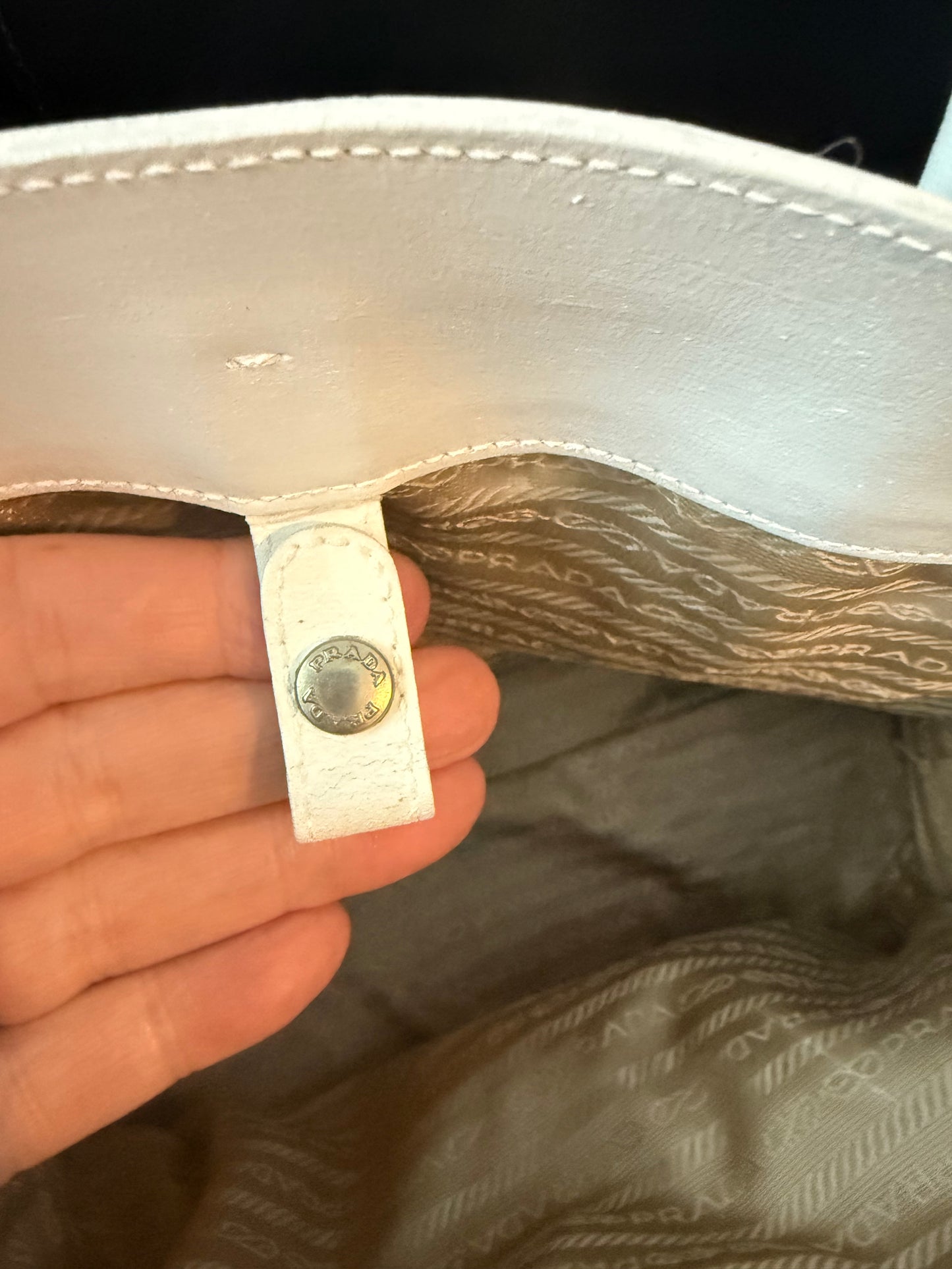 Stunning White Perforated Leather Prada Tote