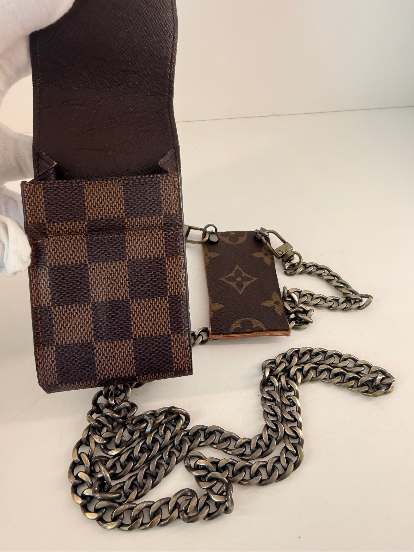 Authentic LV “Stash” Case W/ Unbranded Crossbody Chain Upcycled W/ Authentic LV Canvas