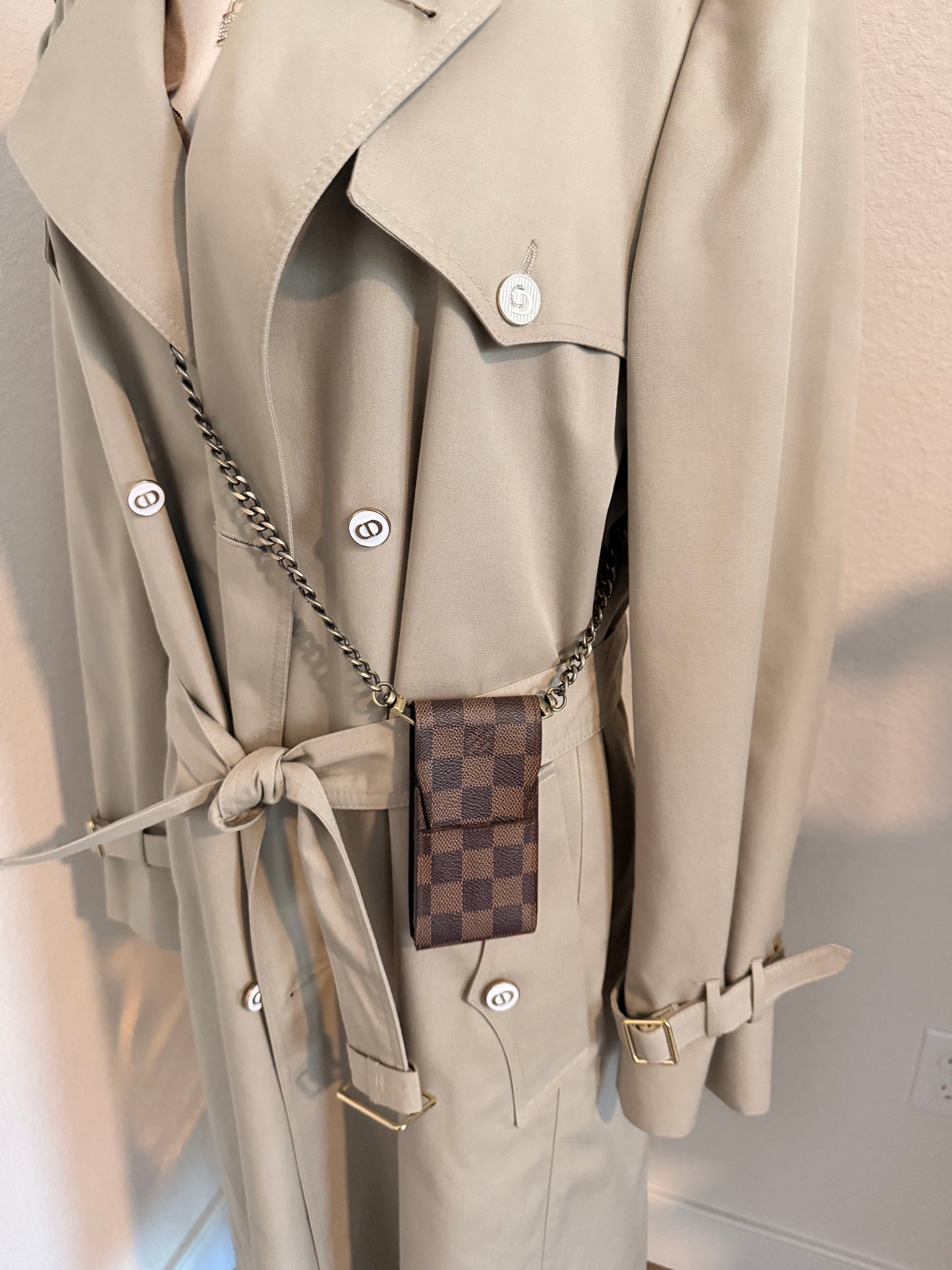 Authentic LV “Stash” Case W/ Unbranded Crossbody Chain Upcycled W/ Authentic LV Canvas