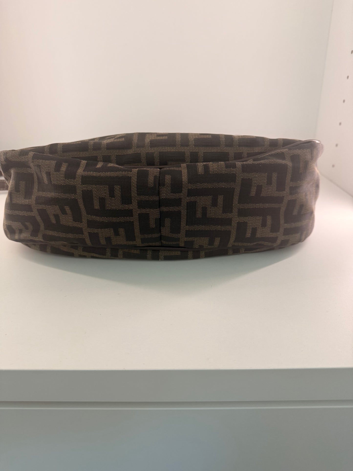 Fendi Large FF Hobo Silhouette Zip Shoulder Bag with Leather Strap
