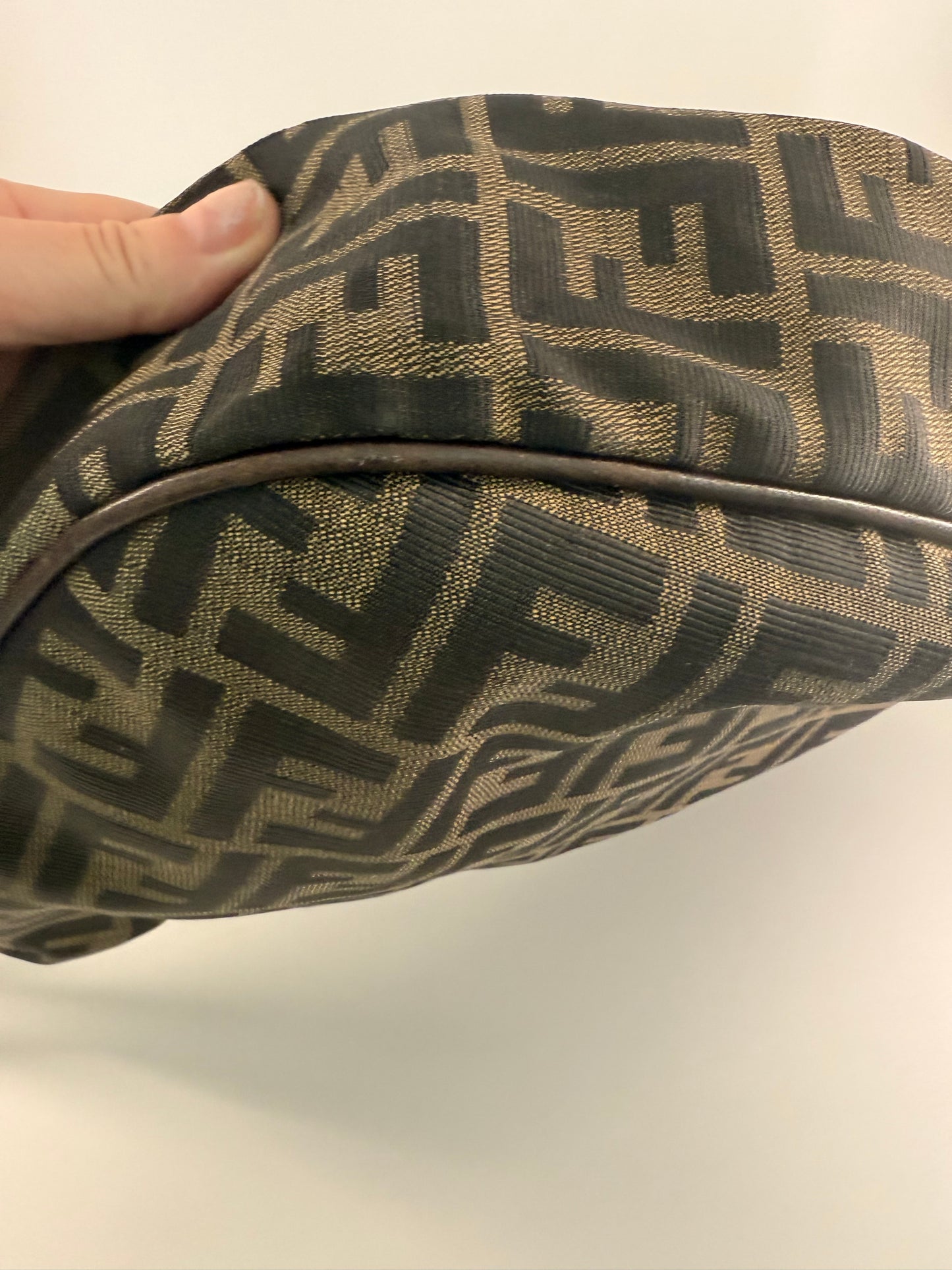 Fendi Large FF Hobo Silhouette Zip Shoulder Bag with Leather Strap