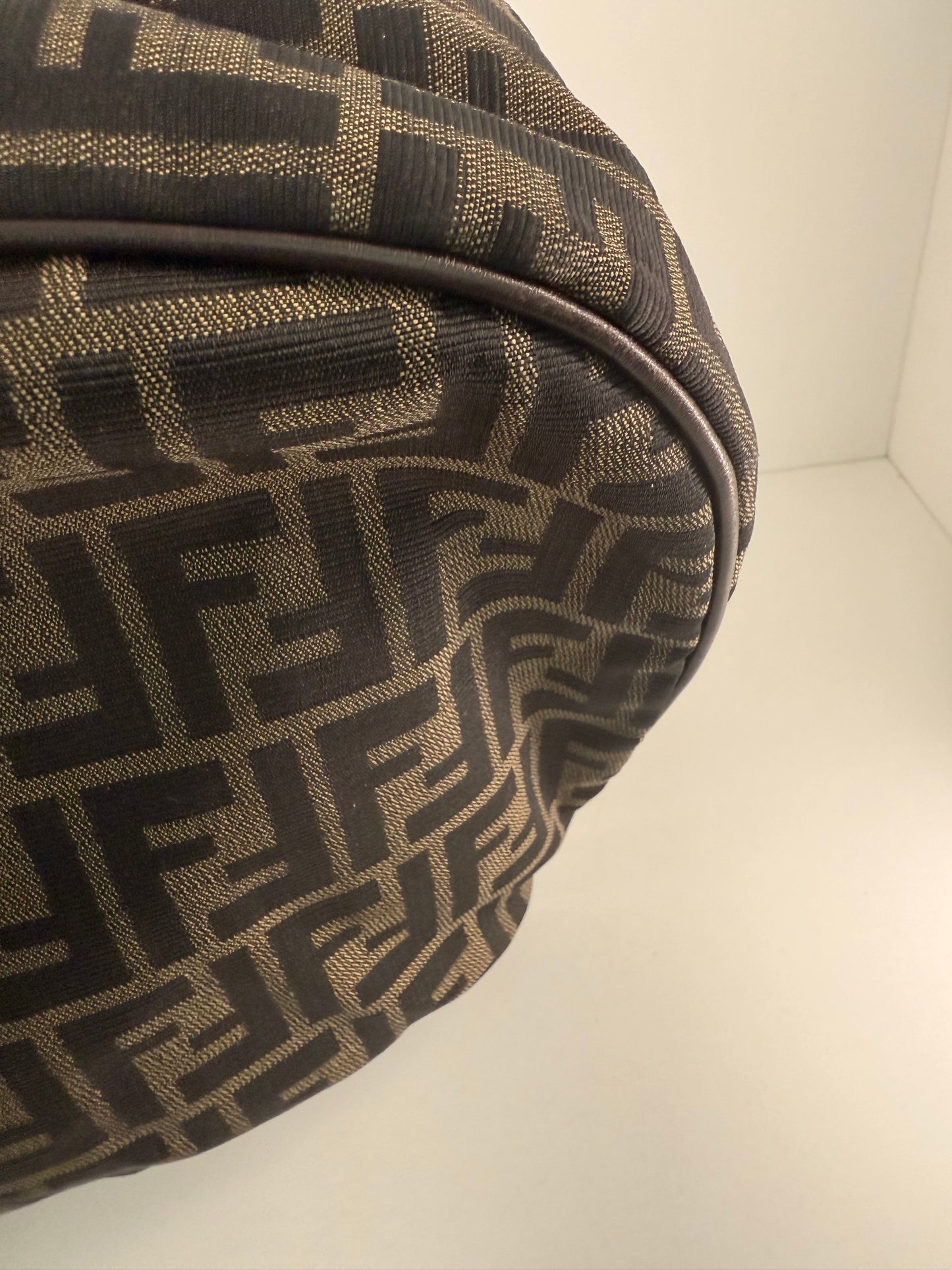 Fendi Large FF Hobo Silhouette Zip Shoulder Bag with Leather Strap