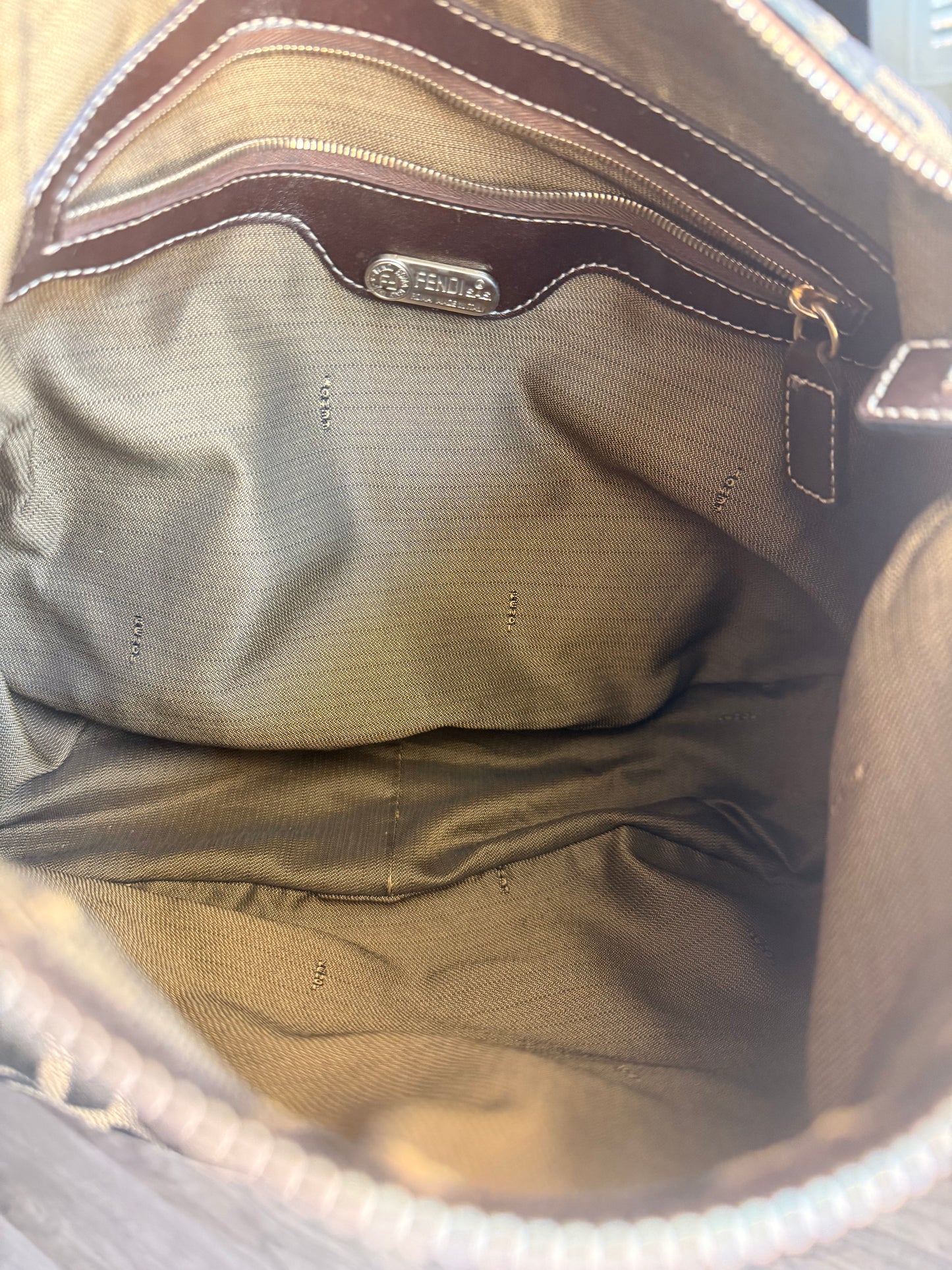 Fendi Large FF Hobo Silhouette Zip Shoulder Bag with Leather Strap