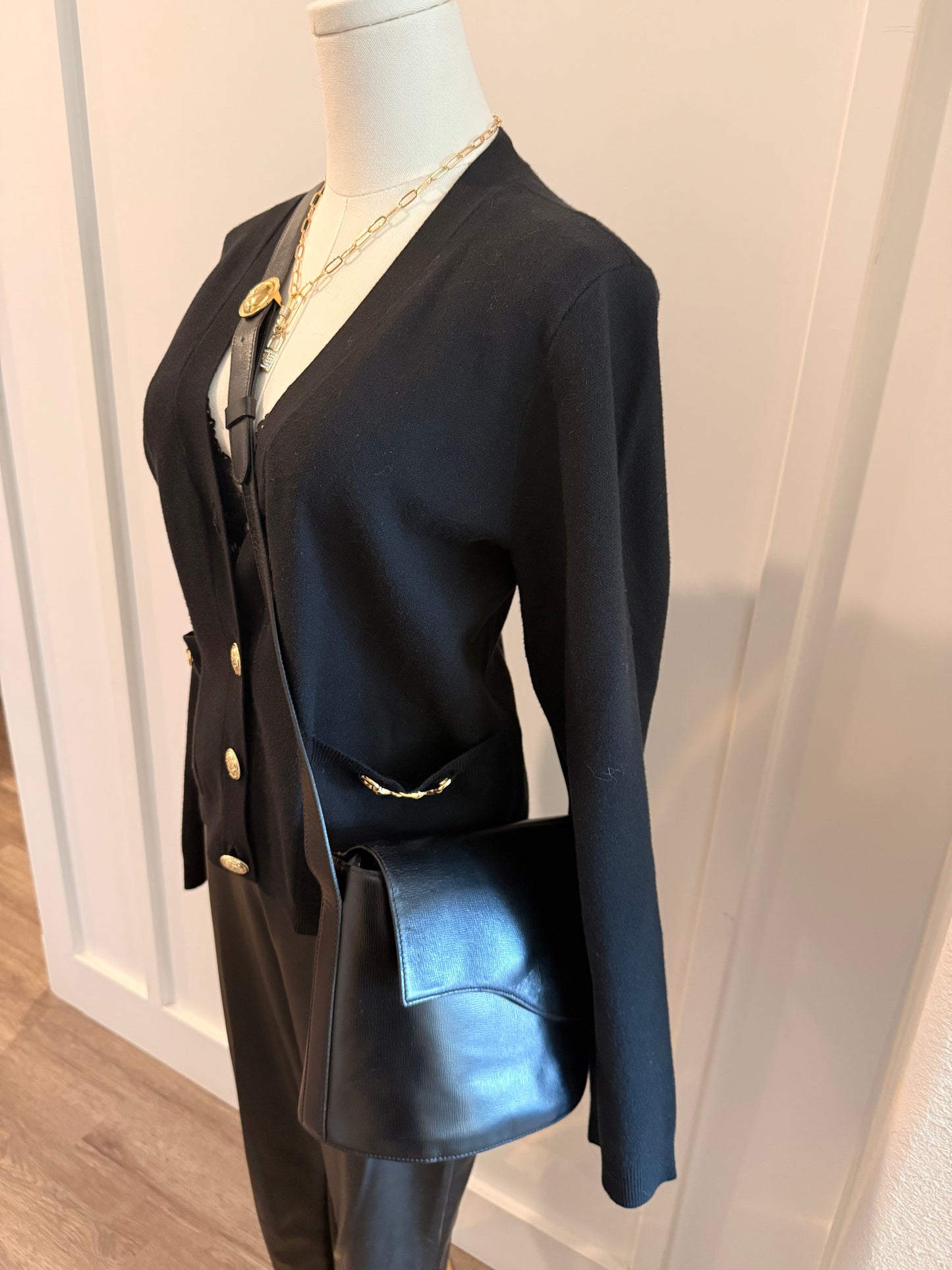 Christian Dior Black Leather Vintage Saddle Bag w/ Amazing Gold Hardware