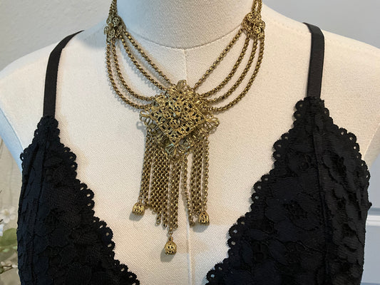 Miriam Haskell Brass Festoon Necklace (circa 1920s)