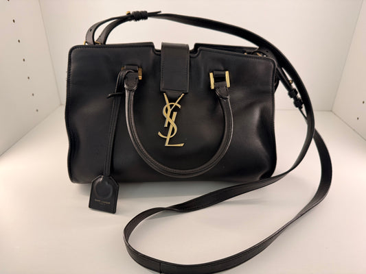 Authentic YSL Monogram Baby Cabás in Black Leather