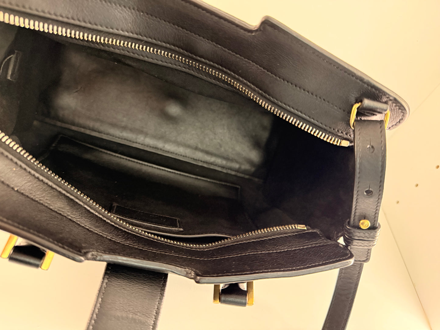 Authentic YSL Monogram Baby Cabás in Black Leather