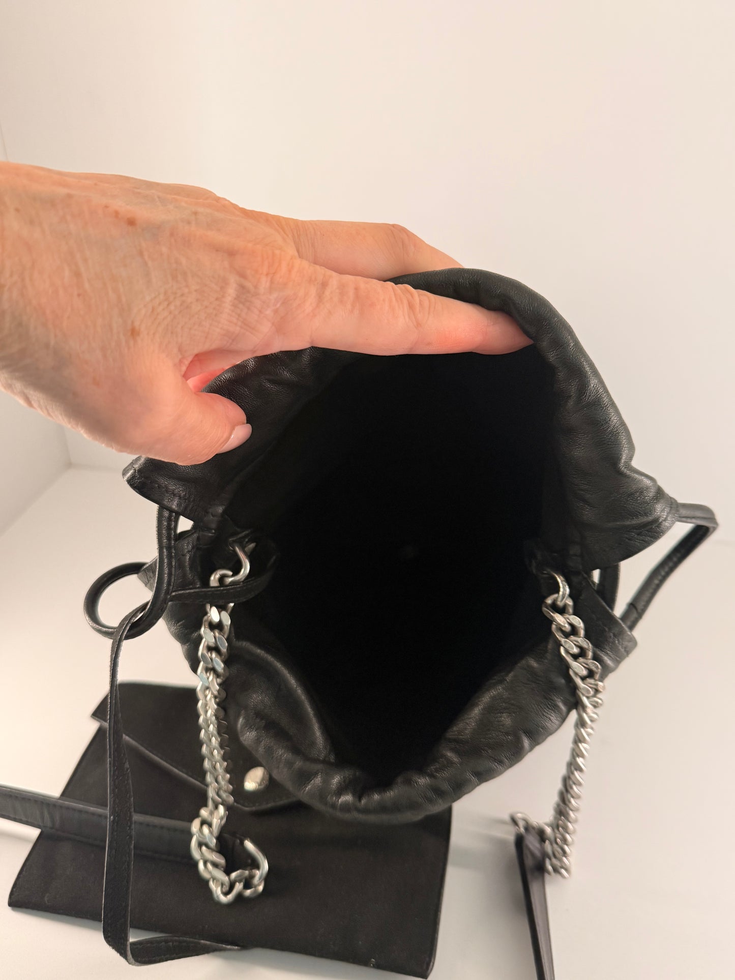 Authentic YSL small Teddy Bucket w/ Silver Hardware