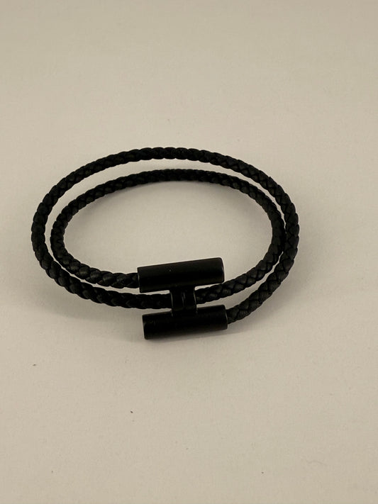 Hermes Black Tournis Tresse Bracelet