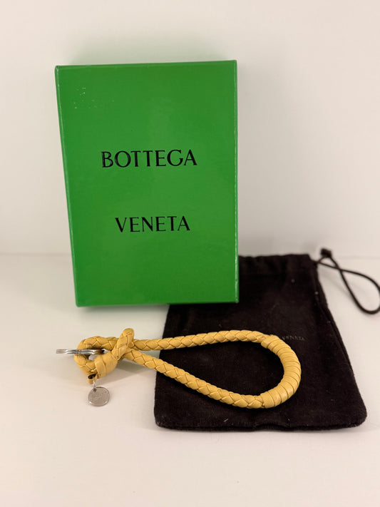 Authentic Bottega Veneta Yellow Leather Key Chain