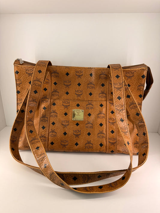 Authentic MCM “Munchen” Cognac Monogram Tote