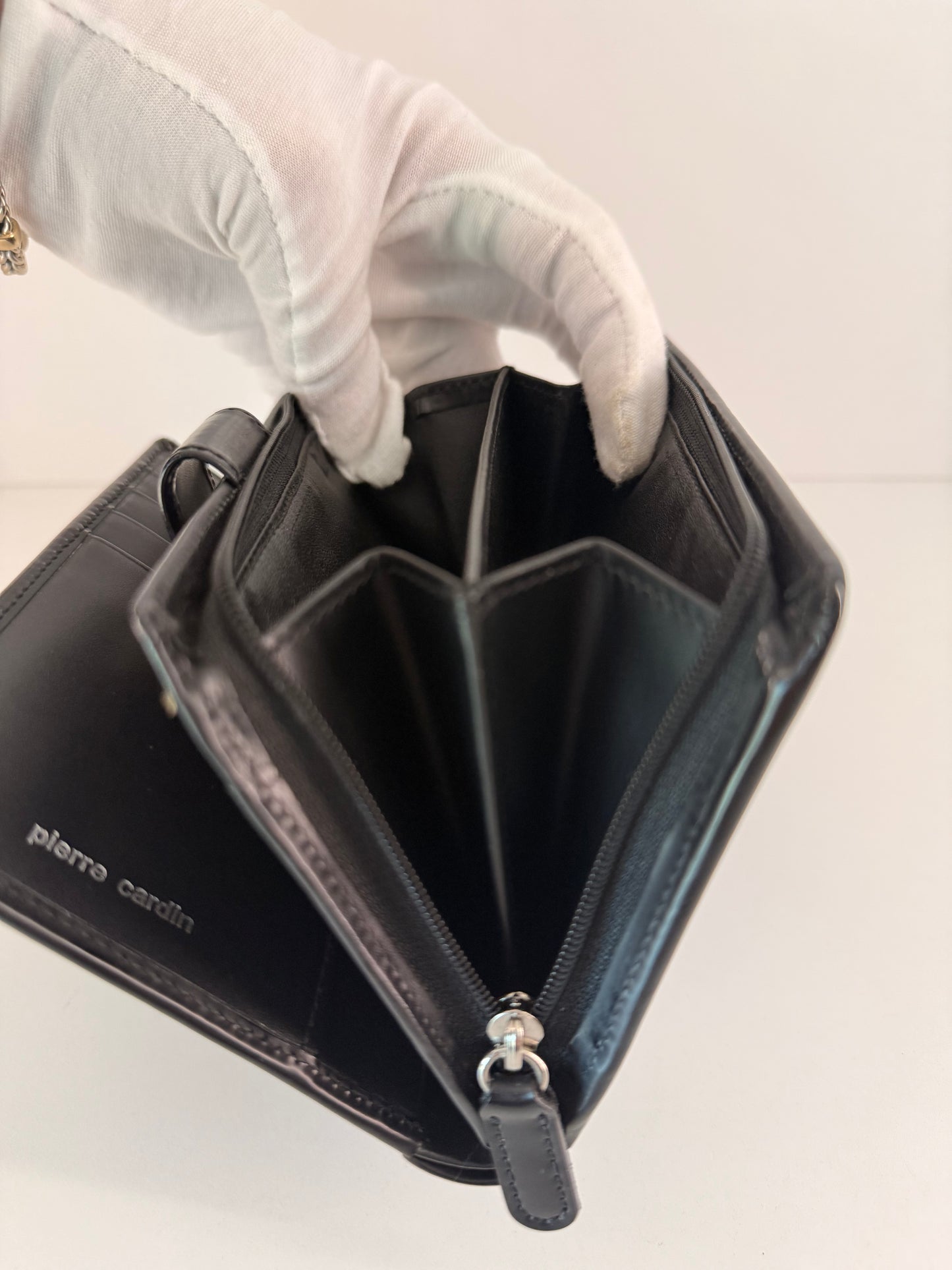 Prada Black Saffiano Leather Zip Around Wallet