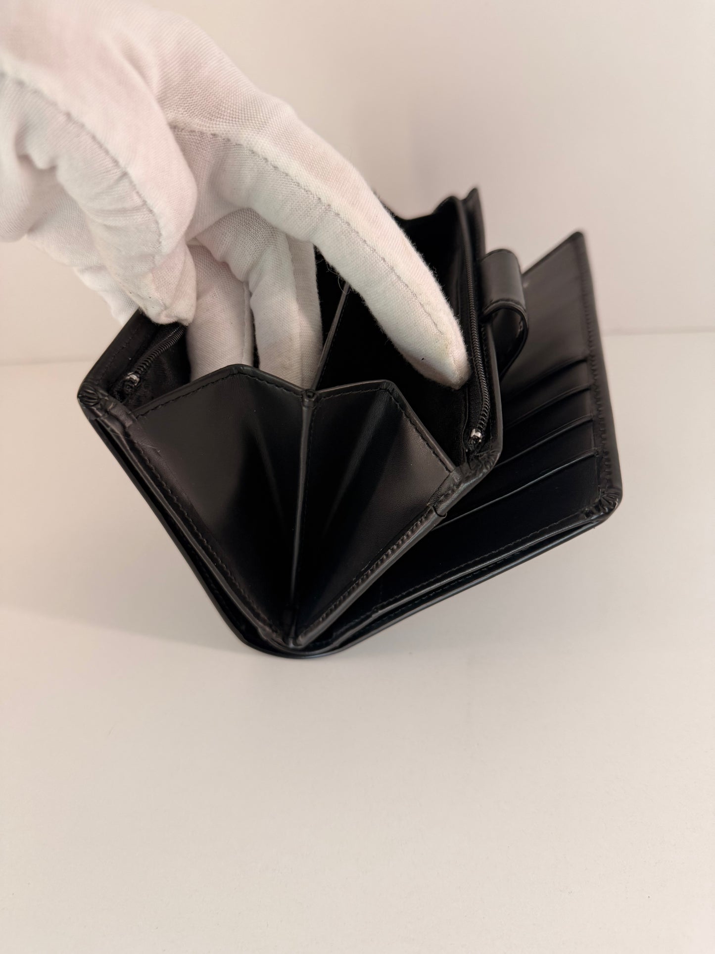 Prada Black Saffiano Leather Zip Around Wallet