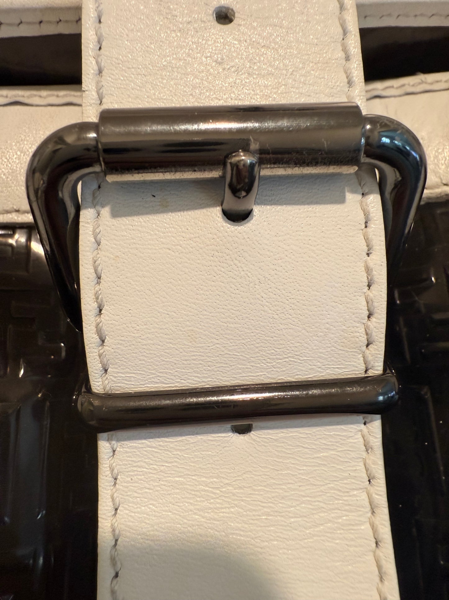 Rare Fendi Zucca White Leather w/ Silver Hardware and Brown PVC Transparent Shopper