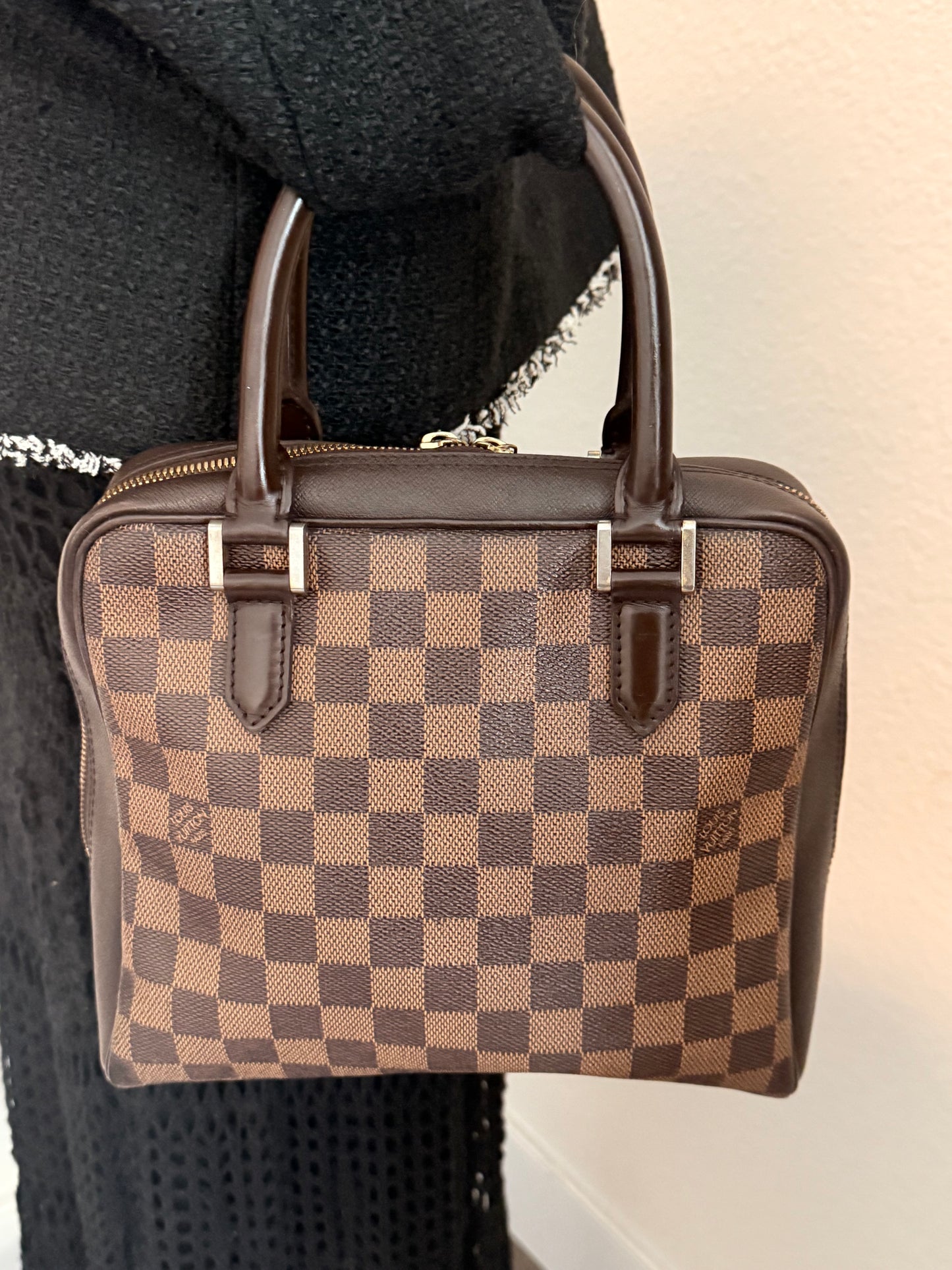 LV Damier Eben Brera Top Handle Bag w/ Gold Hardware
