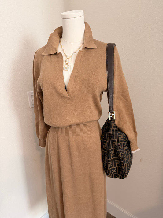 Fendi Large FF Hobo Silhouette Zip Shoulder Bag with Leather Strap