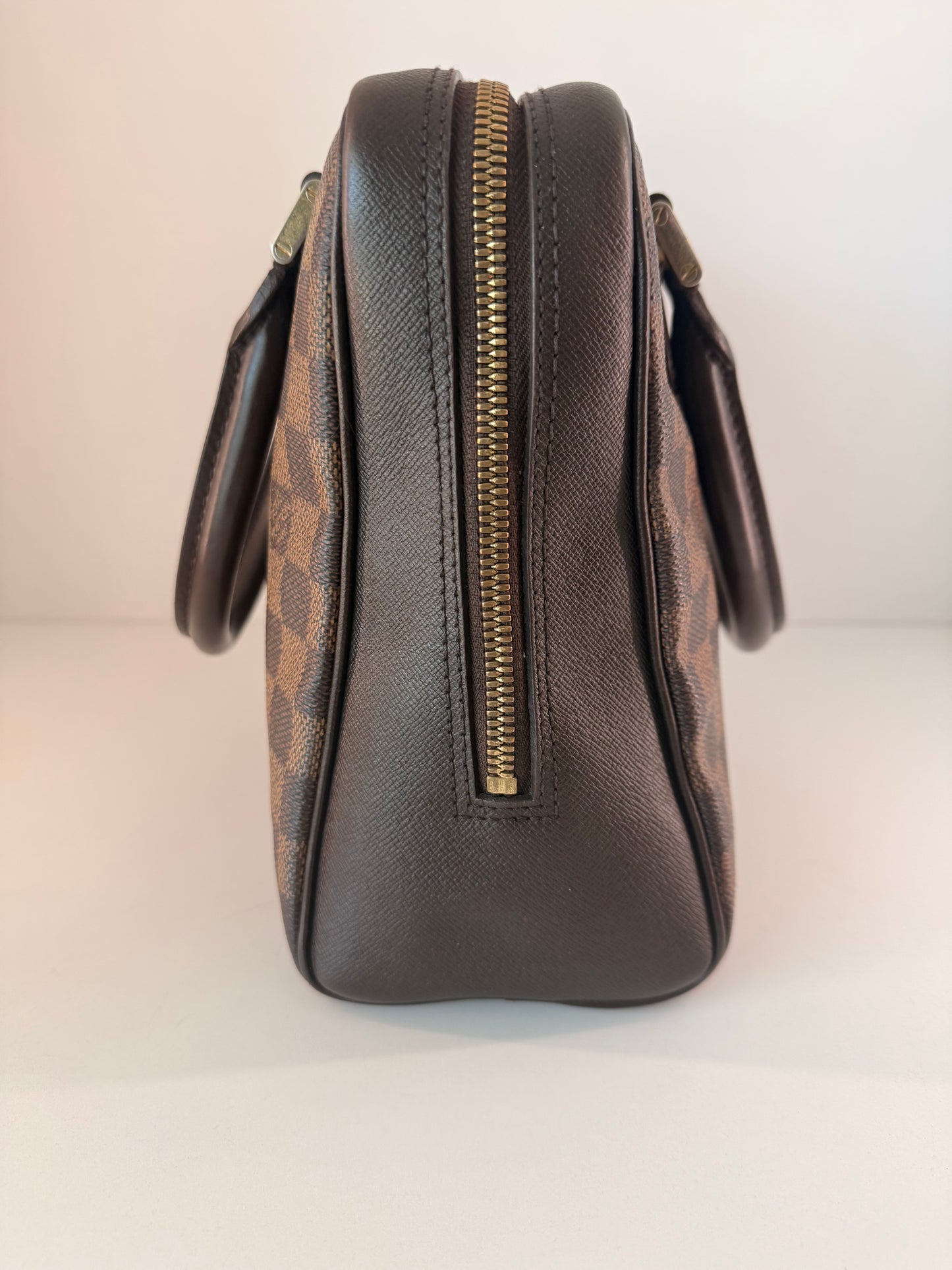 LV Damier Eben Brera Top Handle Bag w/ Gold Hardware