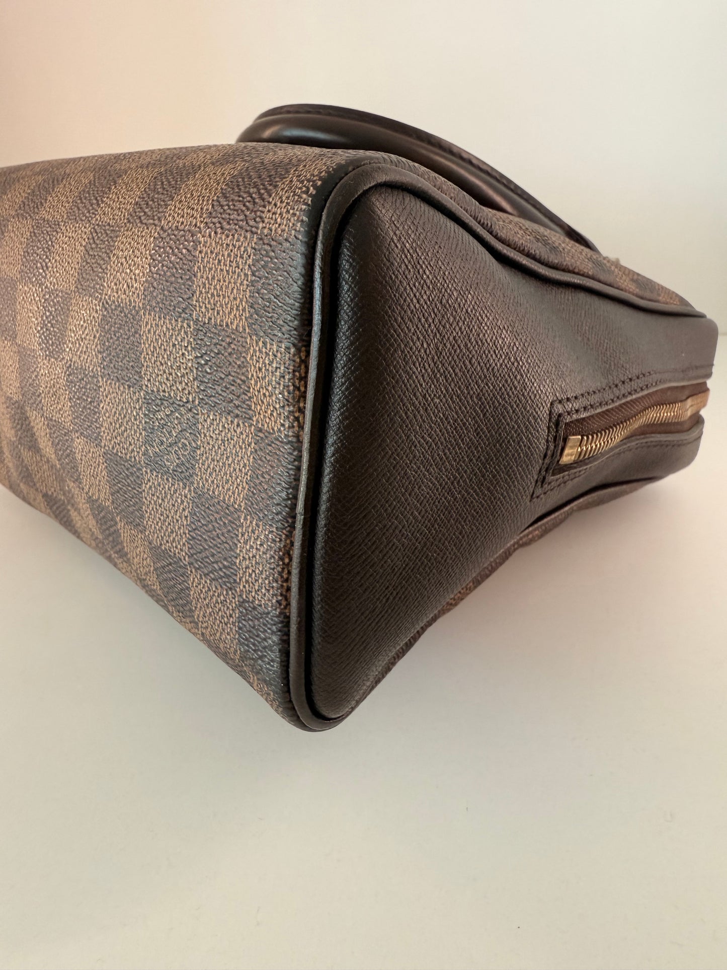 LV Damier Eben Brera Top Handle Bag w/ Gold Hardware