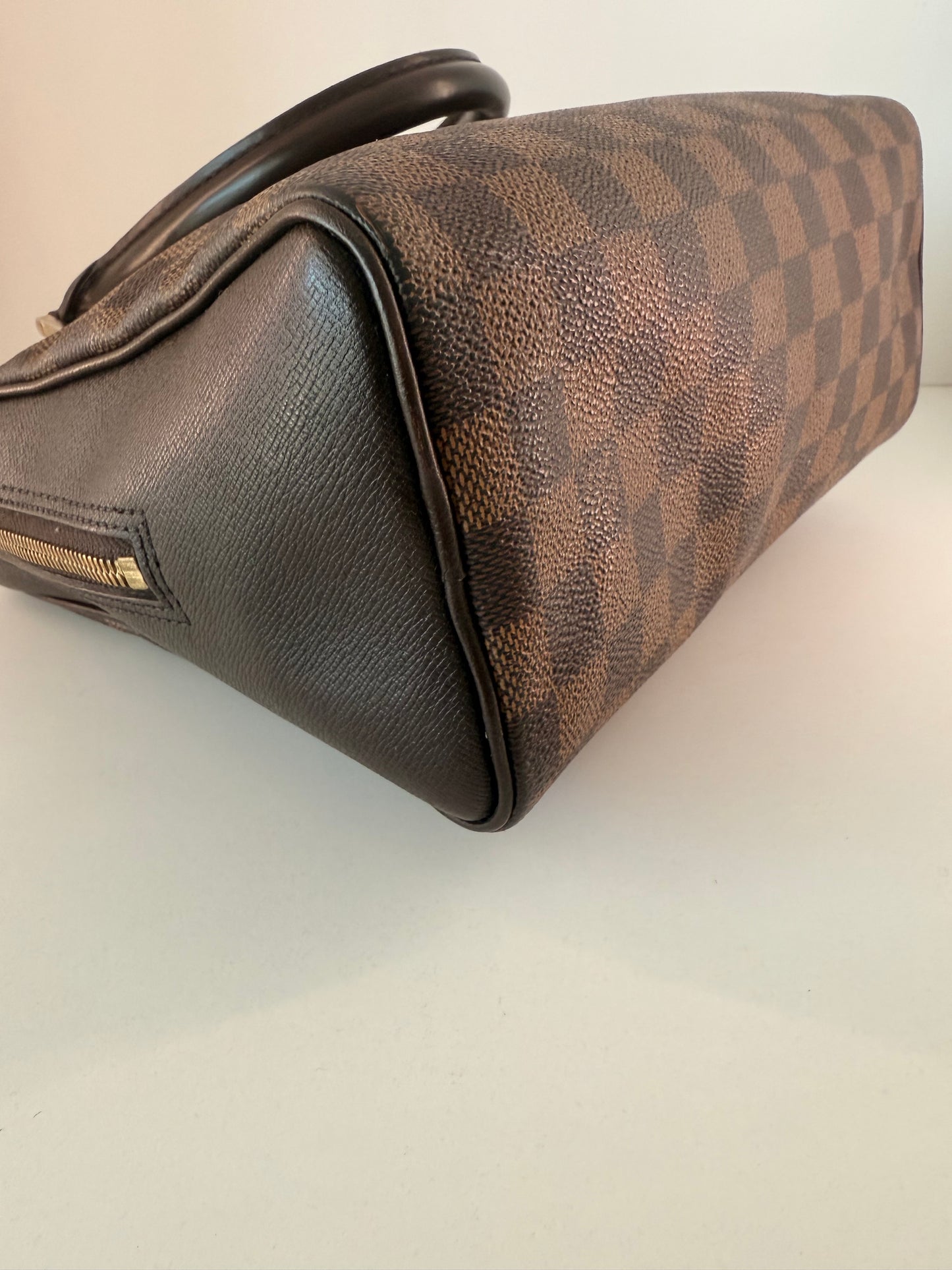 LV Damier Eben Brera Top Handle Bag w/ Gold Hardware