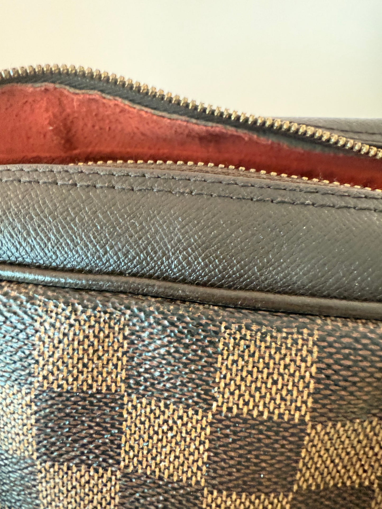 LV Damier Eben Brera Top Handle Bag w/ Gold Hardware