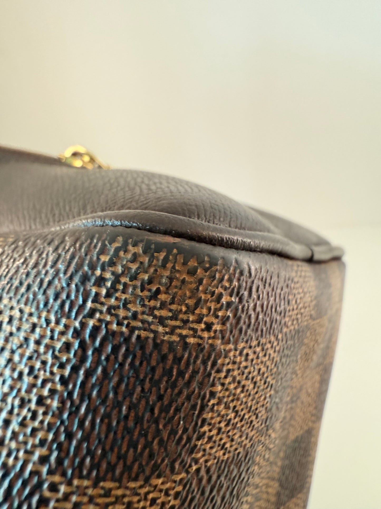 LV Damier Eben Brera Top Handle Bag w/ Gold Hardware